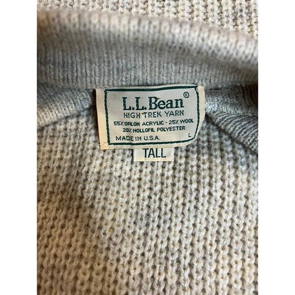 VTG-L.L. Bean Mens-L tall-beige, High Trek Yarn, made in USA grandpa  Sweater - Picture 3 of 9